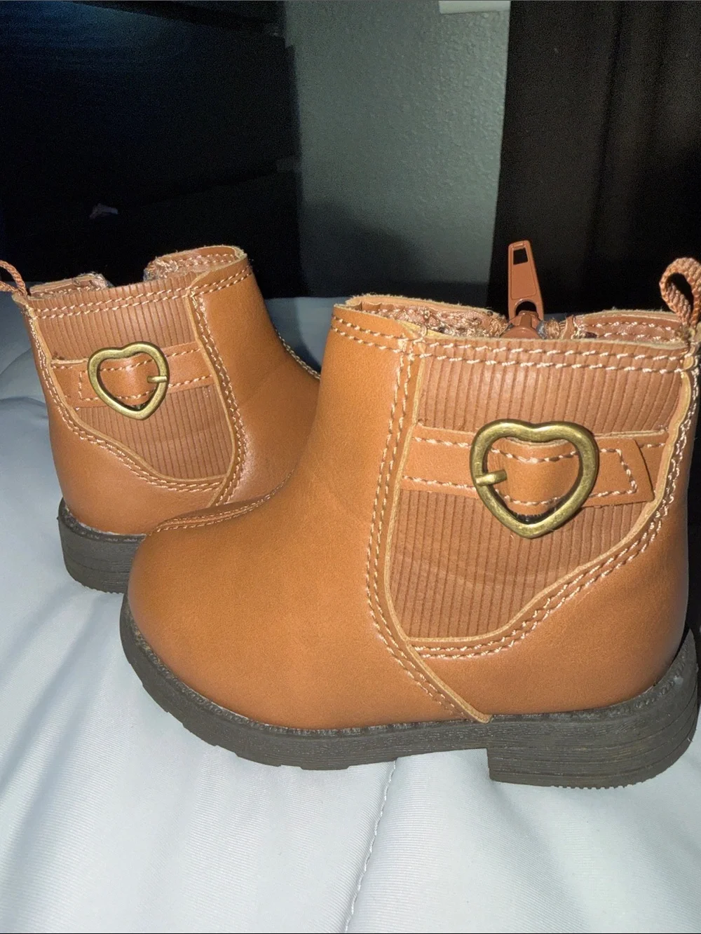 Carter's Tan Kids Ankle Boots with Side Zipper